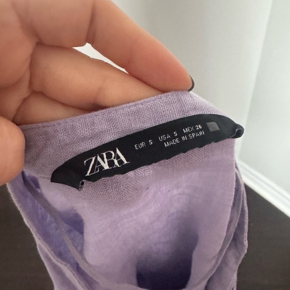 Zara Lavender 100% Linen Blouse boho beachy summer S - Picture 5 of 6